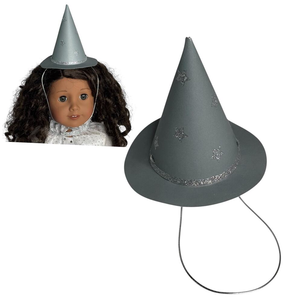 MeriMeri Halloween WICKED WITCH HAT Fits 18" Dolls Childrens, Kids & Adults Gray